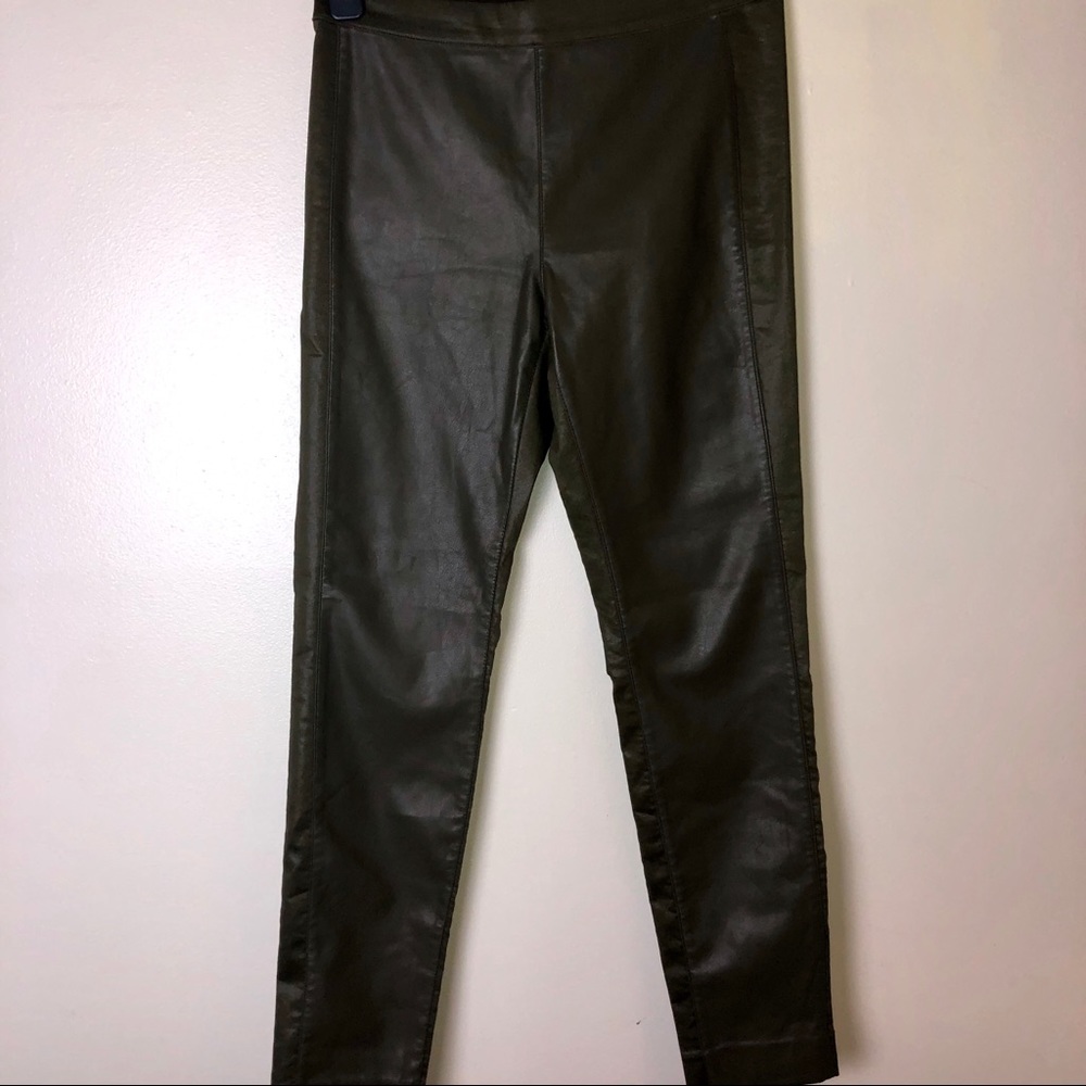 Faux leather dark green pants